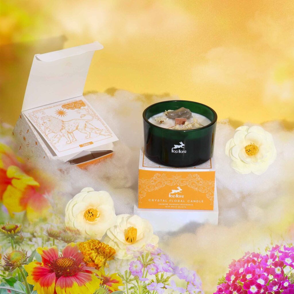 Bougie Fleur Magique Cristal - Le Lion (Confiance & Rayonnement)
